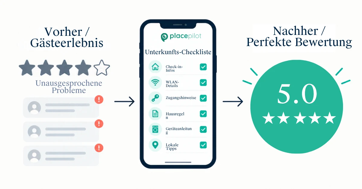 Ein müder Airbnb-Gast steht nachts vor einer Ferienwohnung und scrollt durch alte Nachrichten, um den Türcode zu finden