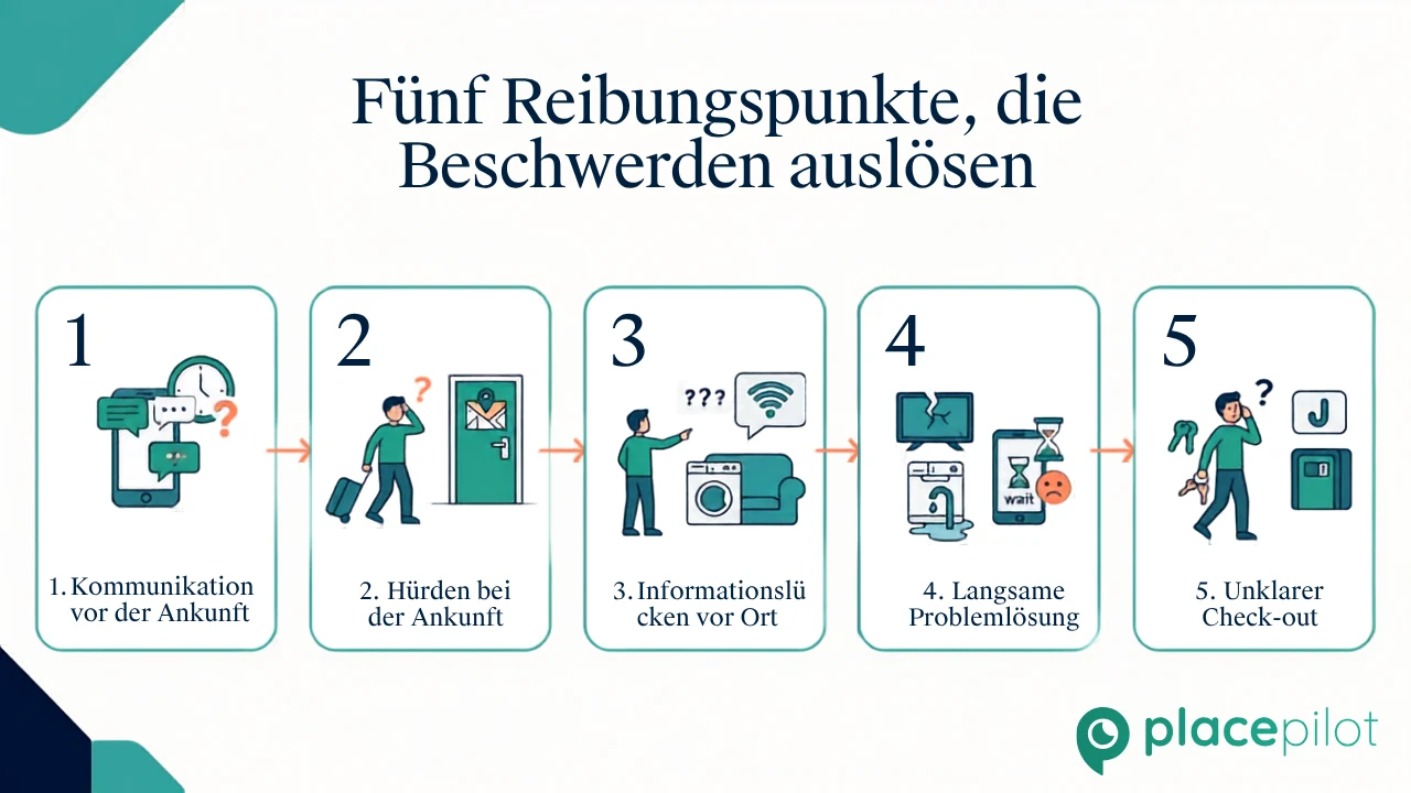 Ein digitaler Gästeguide auf dem Handy, der Anreise-, Park- und Abreisehinweise an einem Ort zusammenfasst