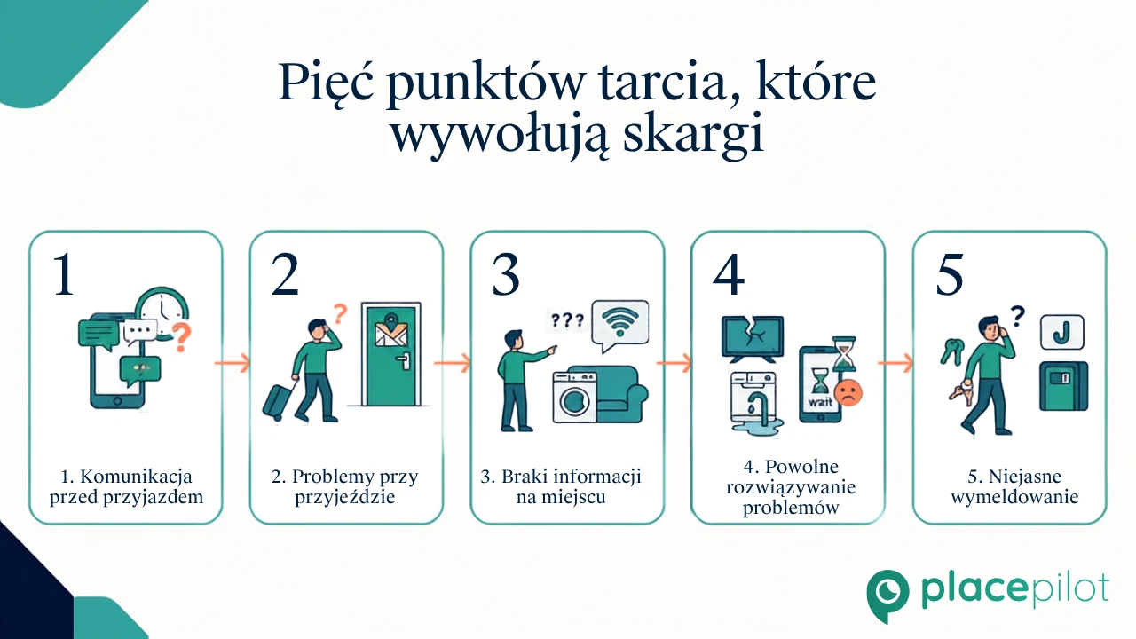 Cyfrowy przewodnik dla gości na telefonie, w którym w jednym miejscu znajdziesz wskazówki dotyczące przyjazdu, parkowania i wymeldowania