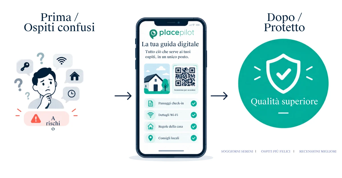 Host Airbnb che programma un messaggio prima dell'arrivo con informazioni sul check-in, sul parcheggio e sul Wi-Fi