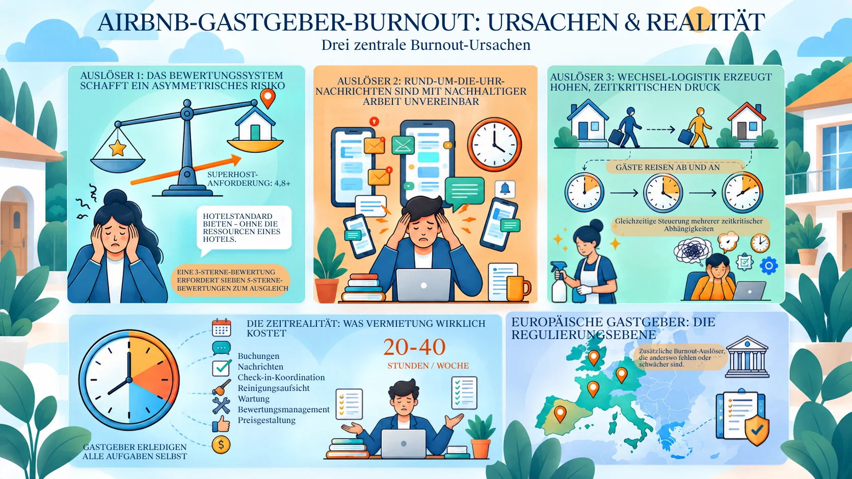 Ursachen für Burnout bei Airbnb-Gastgebern