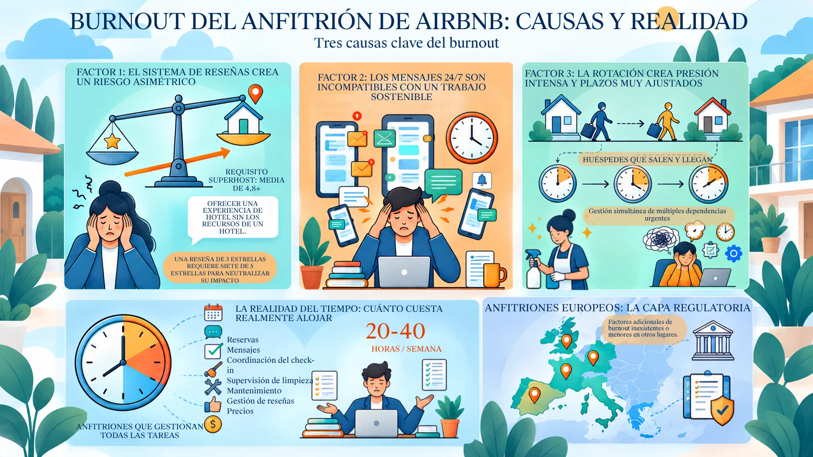 Causas del agotamiento de los anfitriones de Airbnb