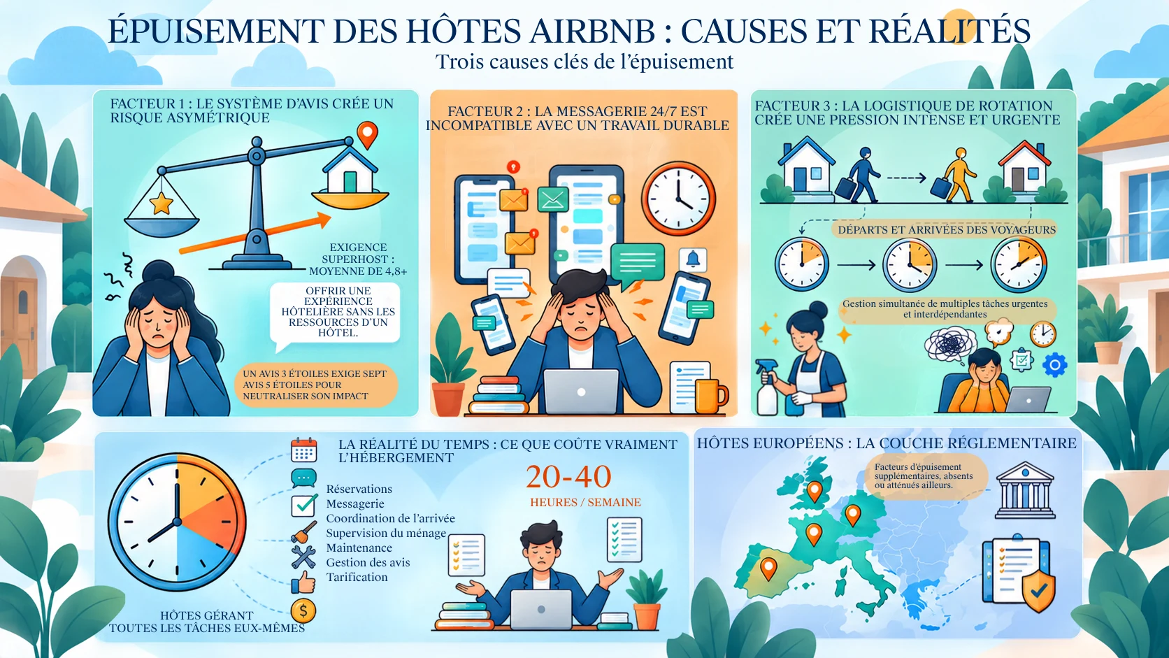 Les causes du burn-out chez les hôtes Airbnb