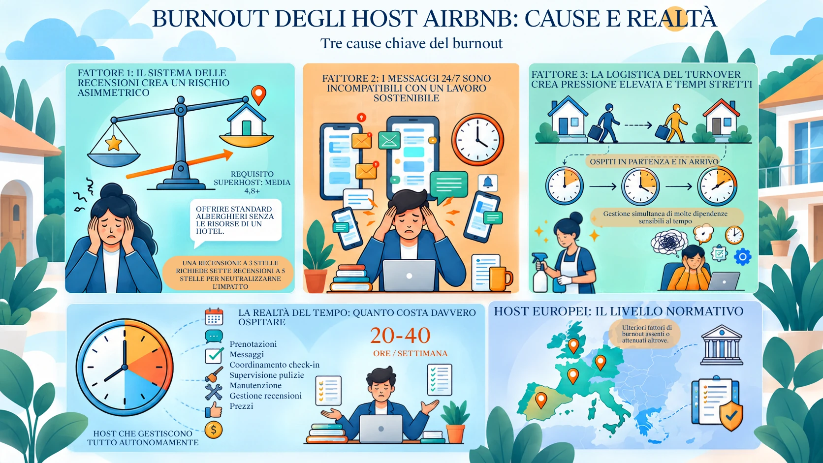 Le cause del burnout degli host di Airbnb