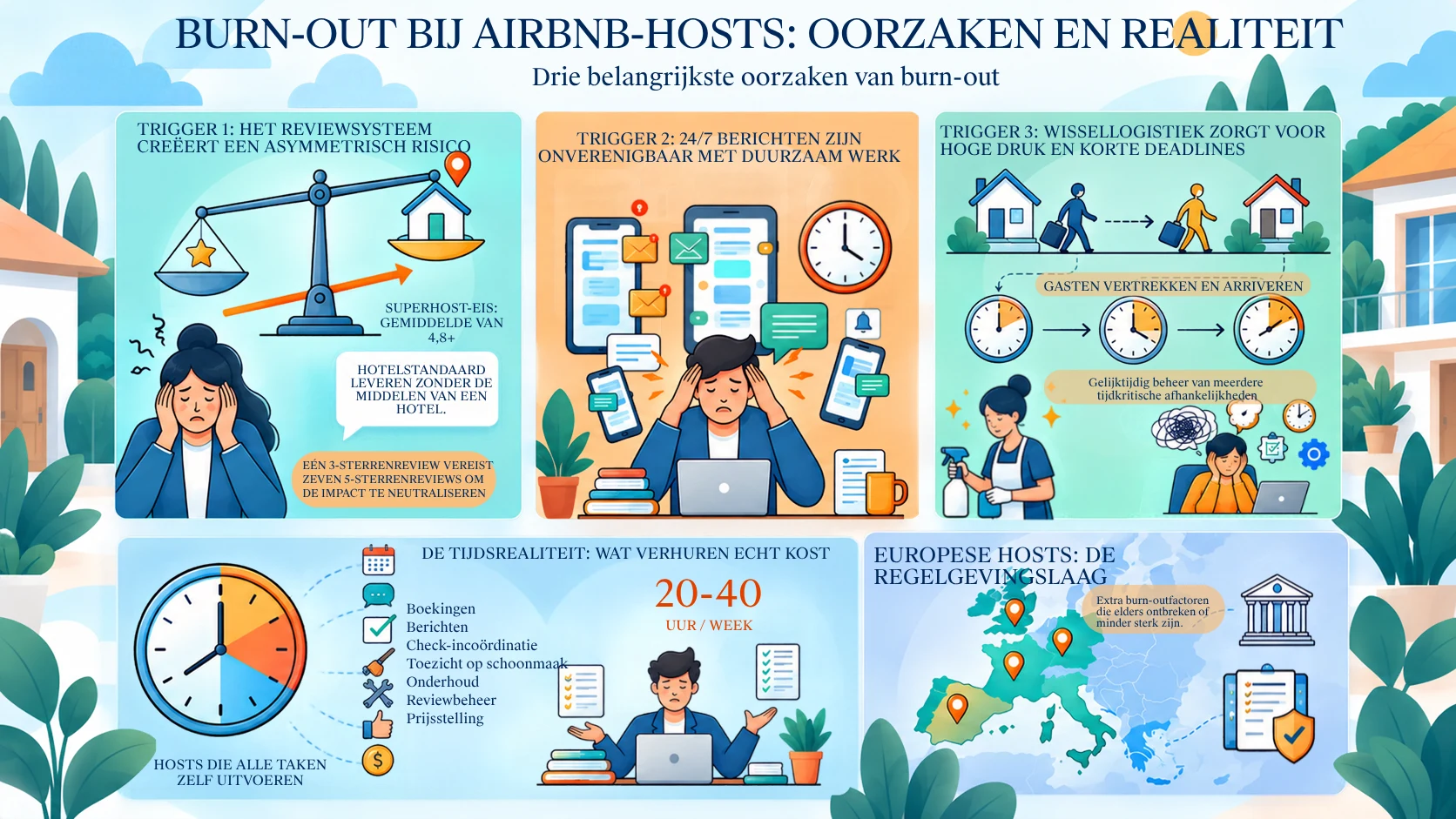 Oorzaken van burn-out bij Airbnb-verhuurders