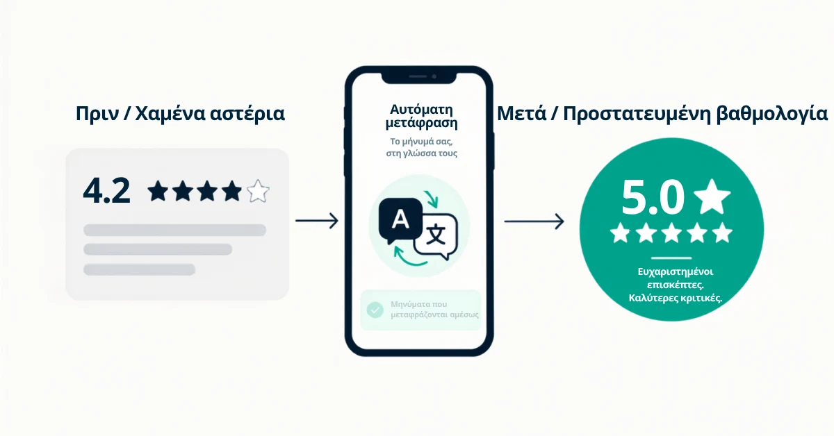 Ευρωπαίος οικοδεσπότης της Airbnb που εξετάζει τις αξιολογήσεις των επισκεπτών στο κινητό του