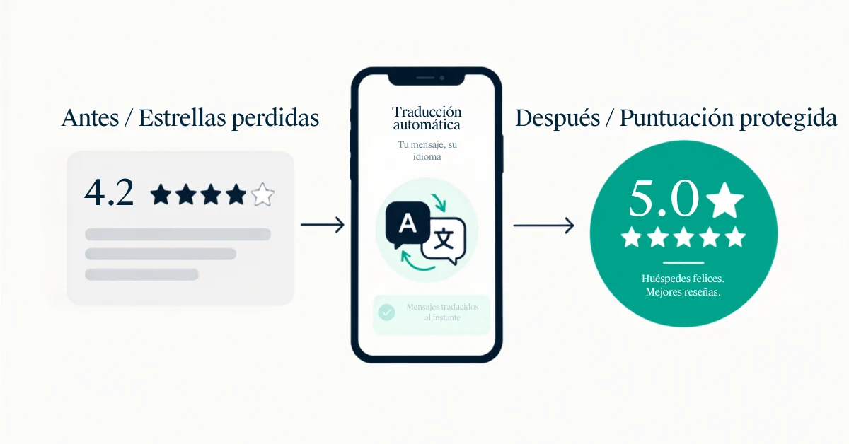 Un anfitrión de Airbnb en Europa revisando las valoraciones de los huéspedes en el móvil