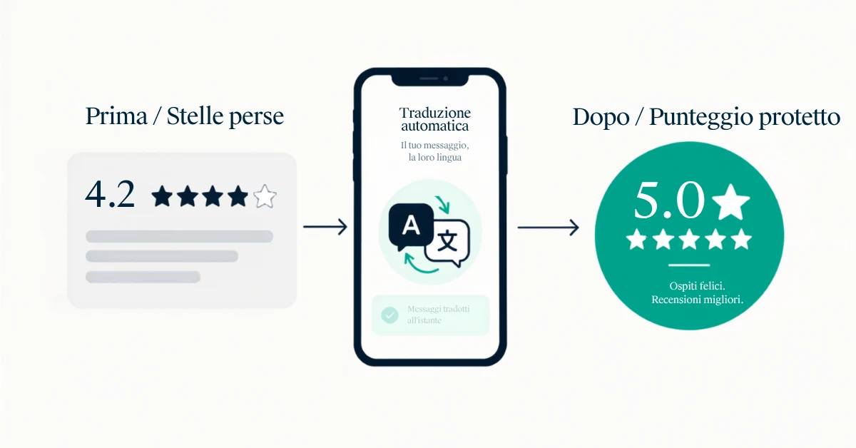 Un host europeo di Airbnb che controlla le recensioni degli ospiti sul telefono