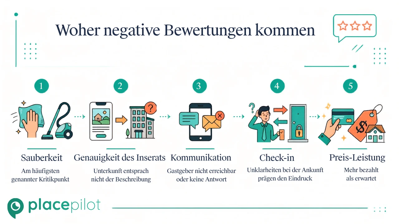 Grafik, die zeigt, woher die negativen Airbnb-Bewertungen kommen