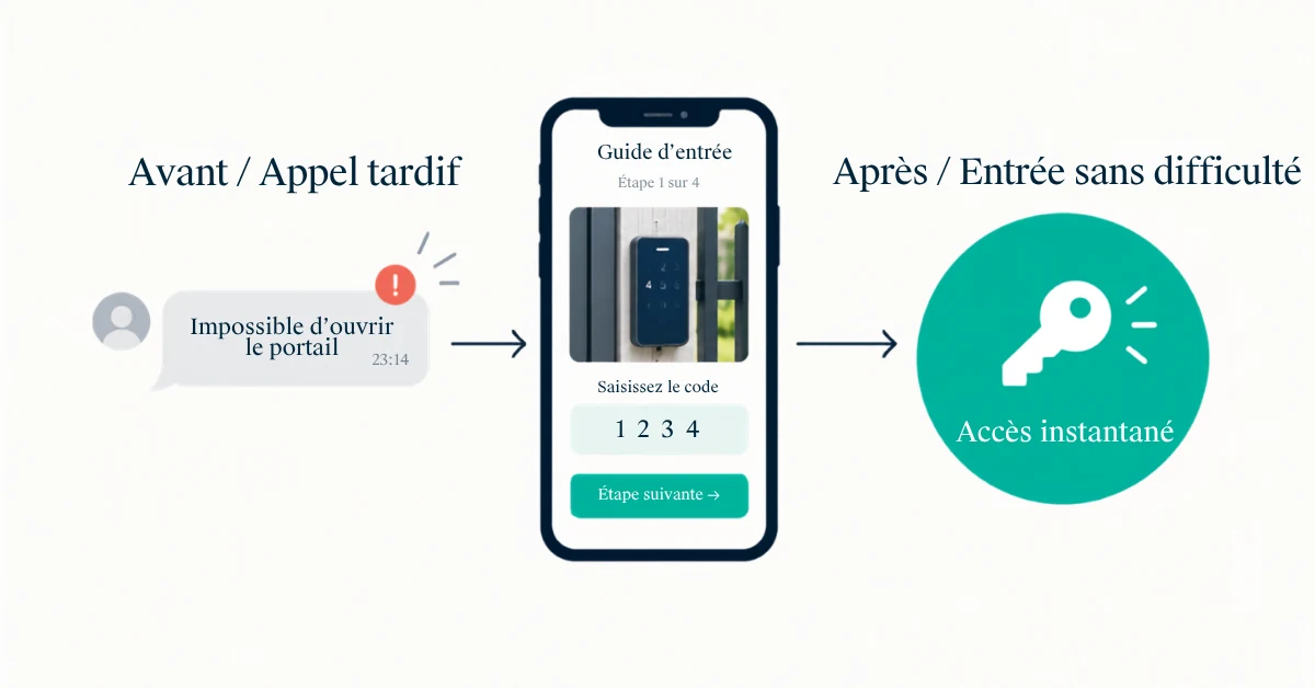 Un voyageur qui utilise l'enregistrement automatique dans un logement Airbnb en Europe