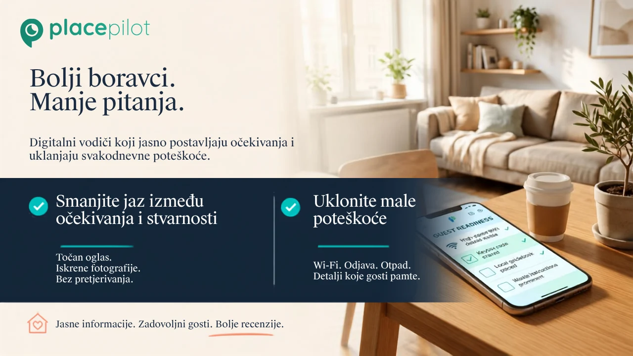 Gost koristi digitalni vodič za pronalaženje Wi-Fi mreže i detalja o odjavi