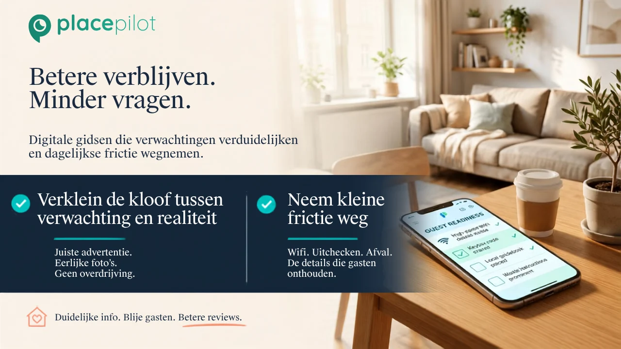 Een gast die een digitale gastengids gebruikt om wifi te vinden en informatie over het uitchecken te bekijken