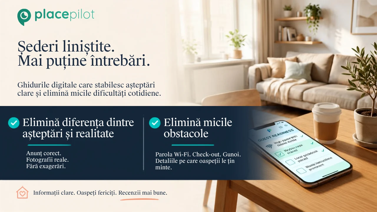 Oaspete care folosește un ghid digital pentru a găsi detalii despre Wi-Fi și check-out