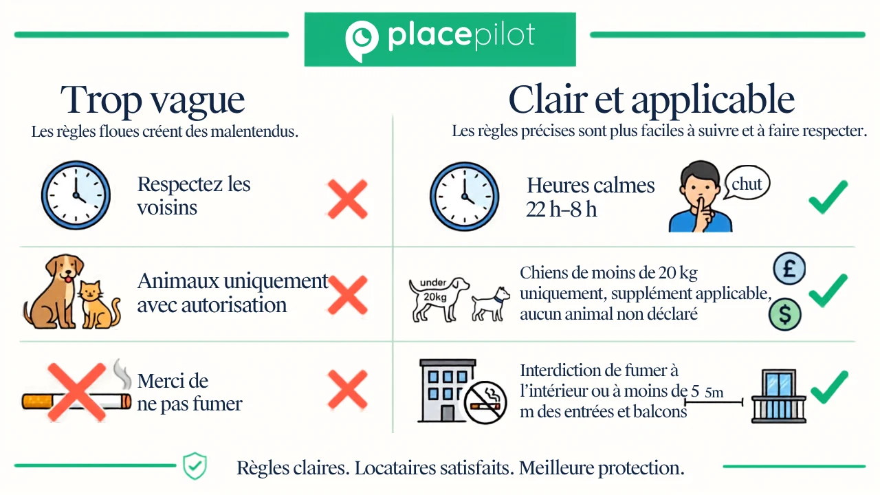 Les règles spécifiques de la maison Airbnb sont répertoriées dans un guide numérique