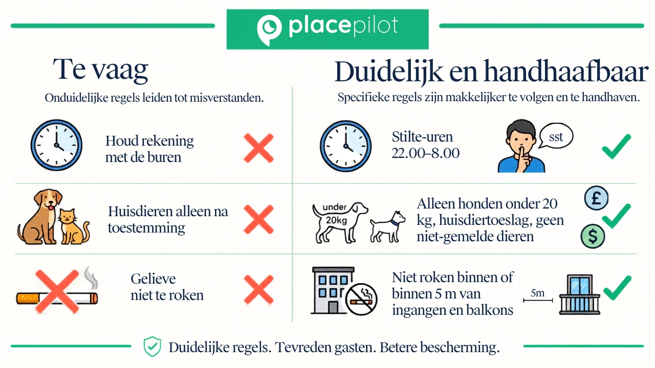 Specifieke huisregels van Airbnb die in een digitale gastengids staan