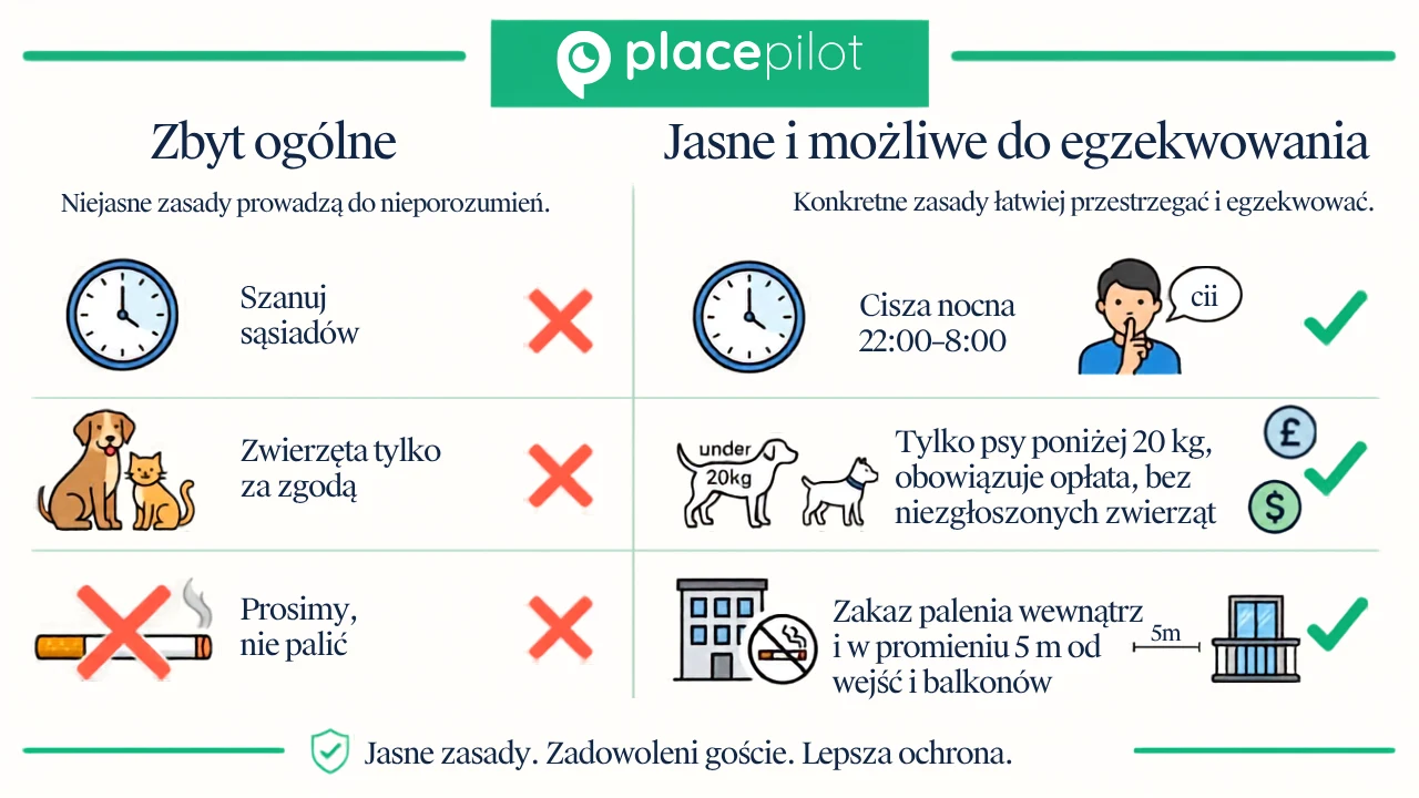 Szczegółowe zasady domu na Airbnb zawarte w cyfrowym przewodniku