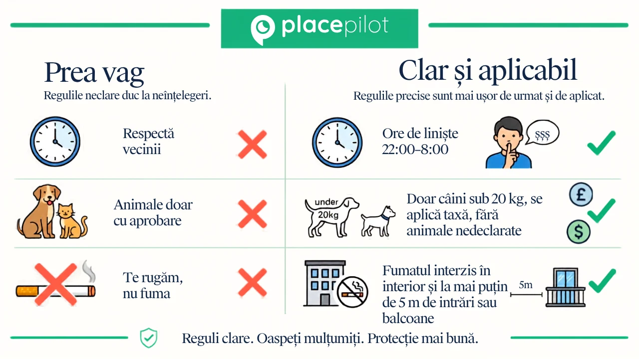Regulile specifice ale casei Airbnb sunt enumerate într-un ghid digital
