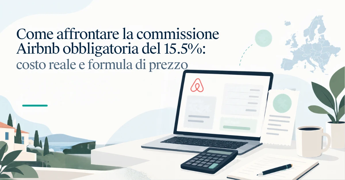 Host Airbnb che calcola la commissione del 15,5% a carico esclusivo dell'host e le nuove tariffe a notte