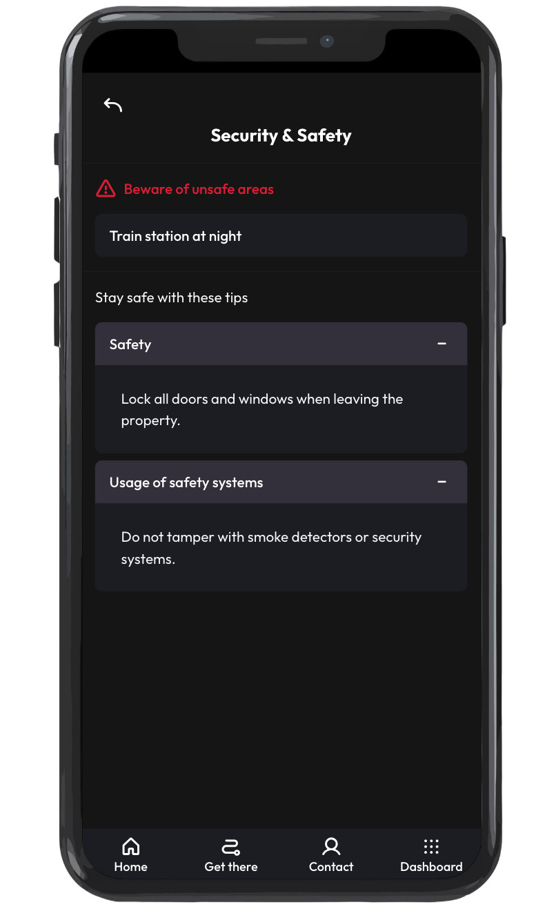 Safety information page